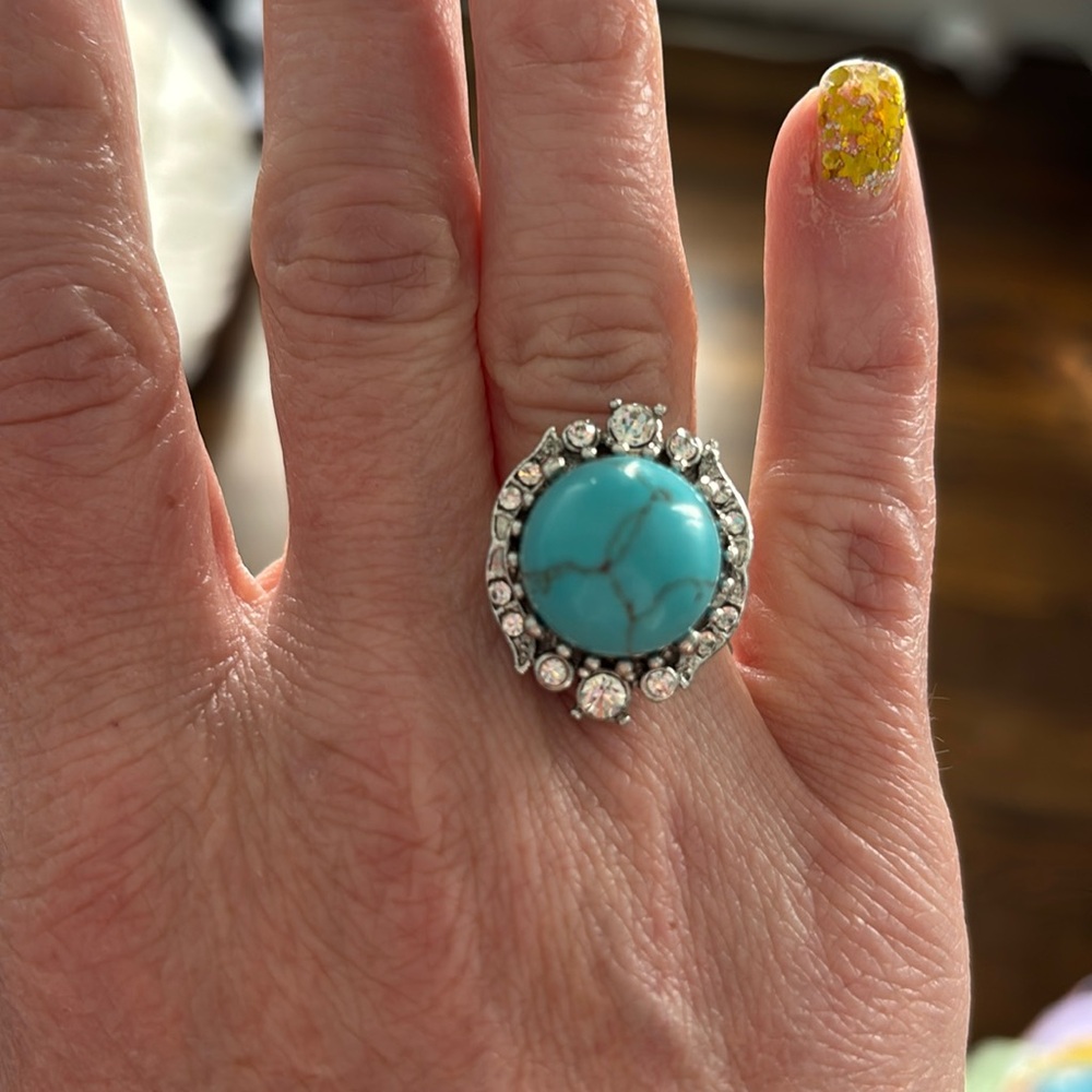 Banana Republic turquoise and CZ stone Ring size 7